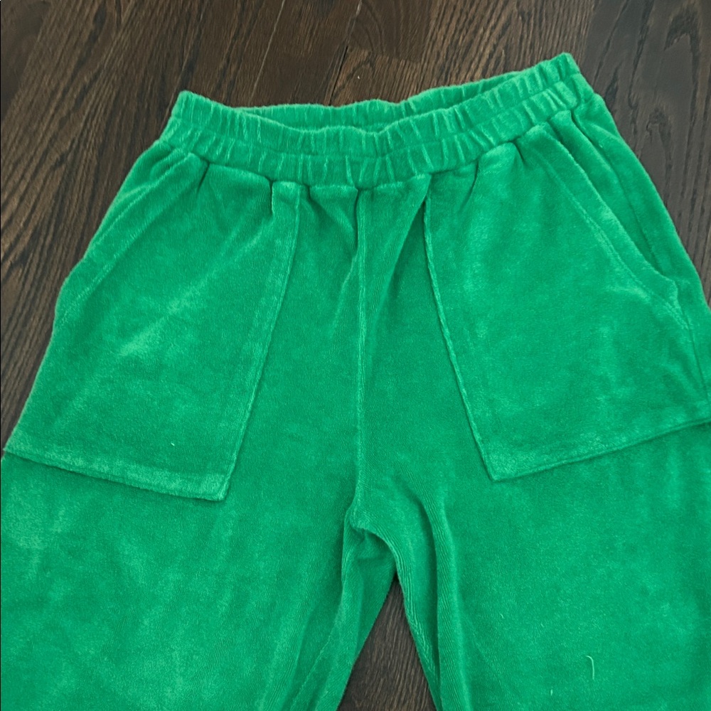MONROW Terry Relaxed sweatpants in green color size XS - Picture 4 of 6
